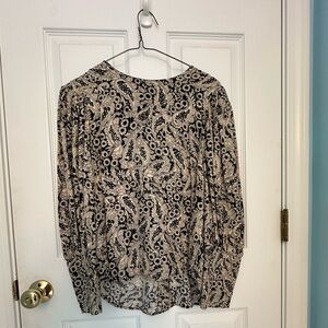 Zara Elegant Black and Cream Paisley Blouse